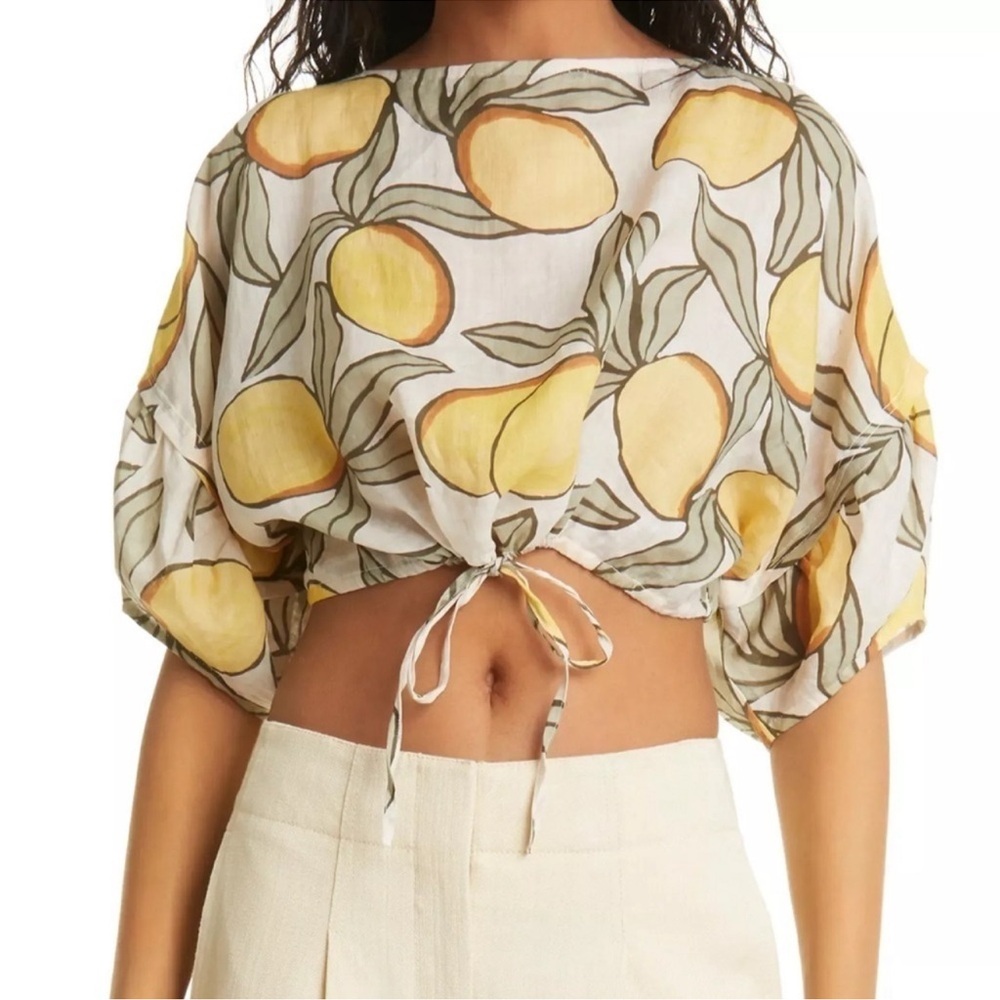 Rebecca Taylor cropped woven puff short sleeve top size s